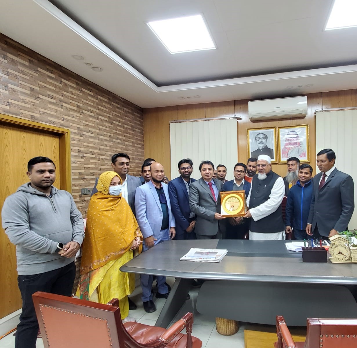 Mr. Md. Golam Rahman, DG of Mission Audit Directorate, has met to congratulate to Md. Faridul Haque Khan MP, the Honorable Minister of Ministry of Religious Affairs